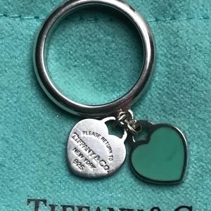 Tiffany Co Blue Double Heart Tag Ring 